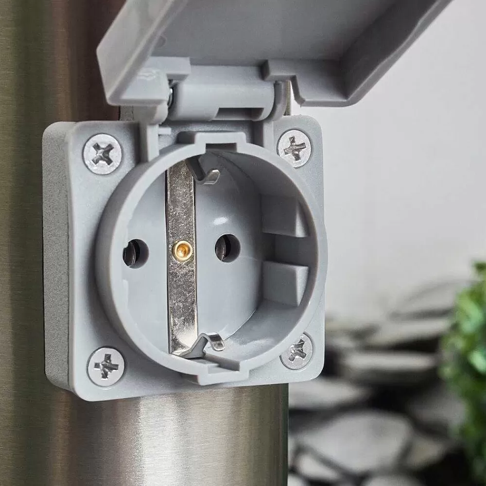 hofstein Borne Lumineuse Tunes Nickel Mat, 1 Lumiere, Detecteur De Mouvement