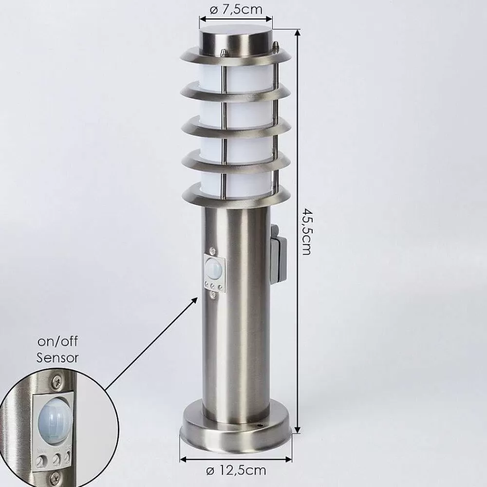 hofstein Borne Lumineuse Tunes Nickel Mat, 1 Lumiere, Detecteur De Mouvement