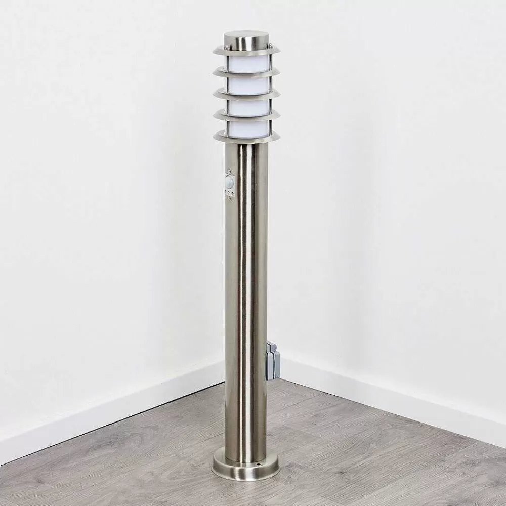 hofstein Borne Lumineuse Tunes Nickel Mat, 1 Lumiere, Detecteur De Mouvement