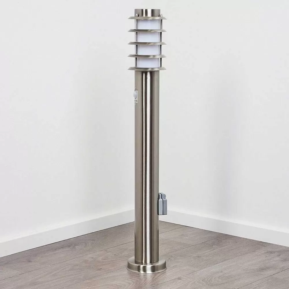 hofstein Borne Lumineuse Tunes Nickel Mat, 1 Lumiere, Detecteur De Mouvement