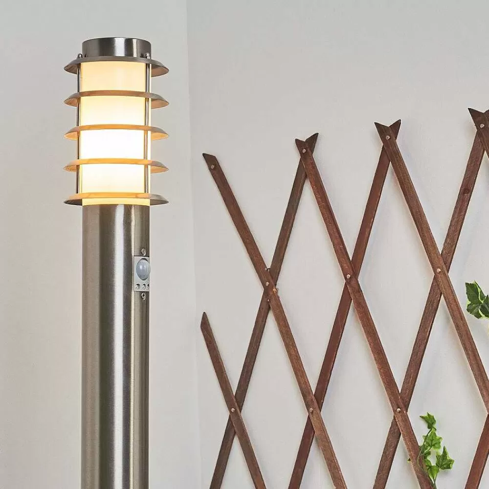 hofstein Borne Lumineuse Tunes Nickel Mat, 1 Lumiere, Detecteur De Mouvement