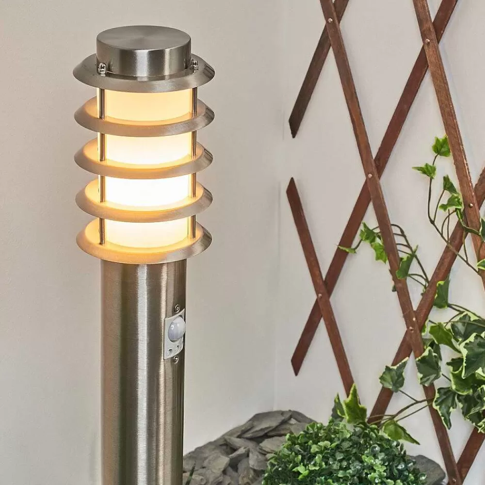 hofstein Borne Lumineuse Tunes Nickel Mat, 1 Lumiere, Detecteur De Mouvement