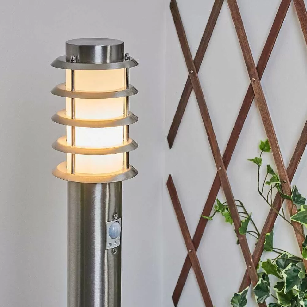 hofstein Borne Lumineuse Tunes Nickel Mat, 1 Lumiere, Detecteur De Mouvement