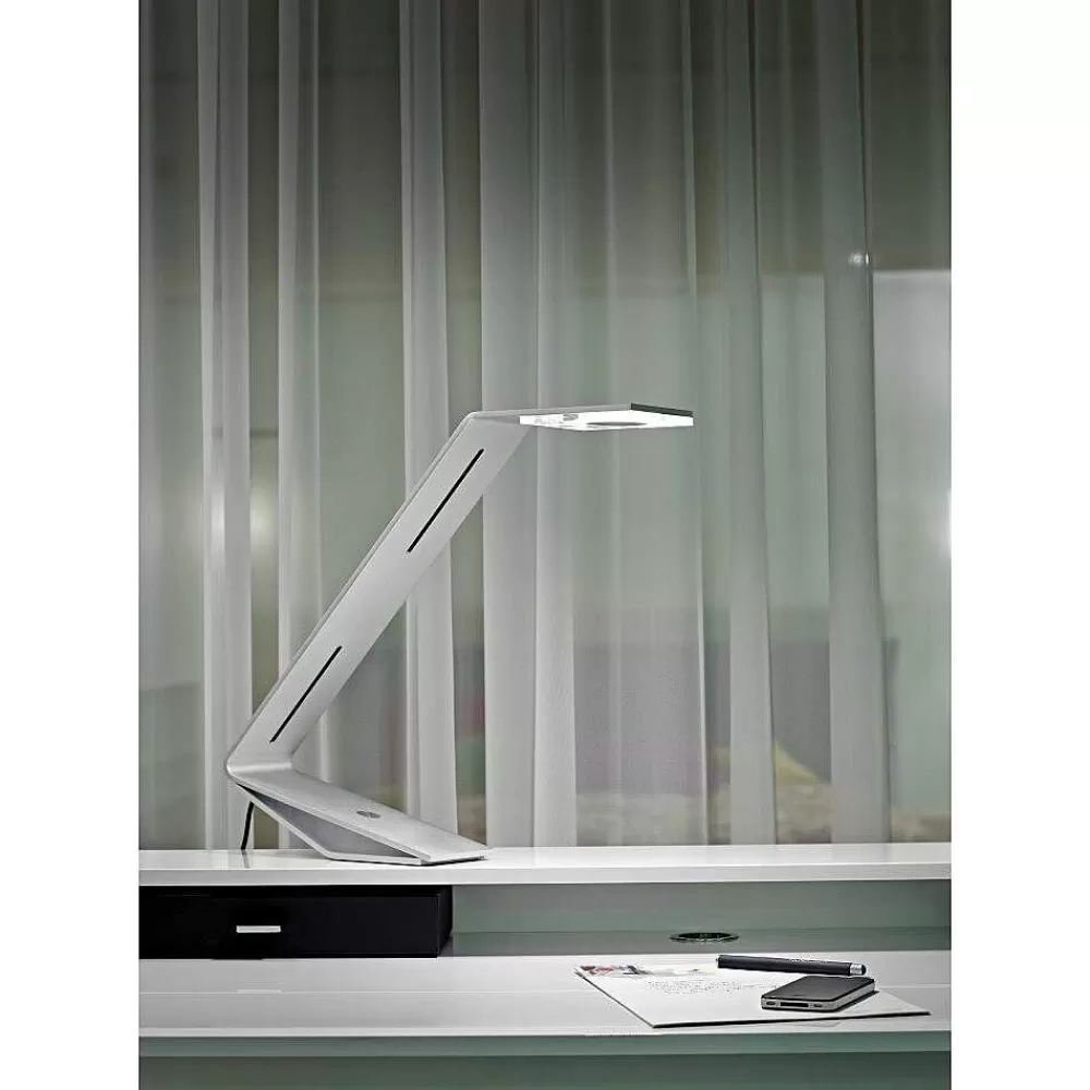 Luminaires Tecnolumen Flad Tecnolumen Lampe A Poser Led Gris, Argente, 1 Lumiere