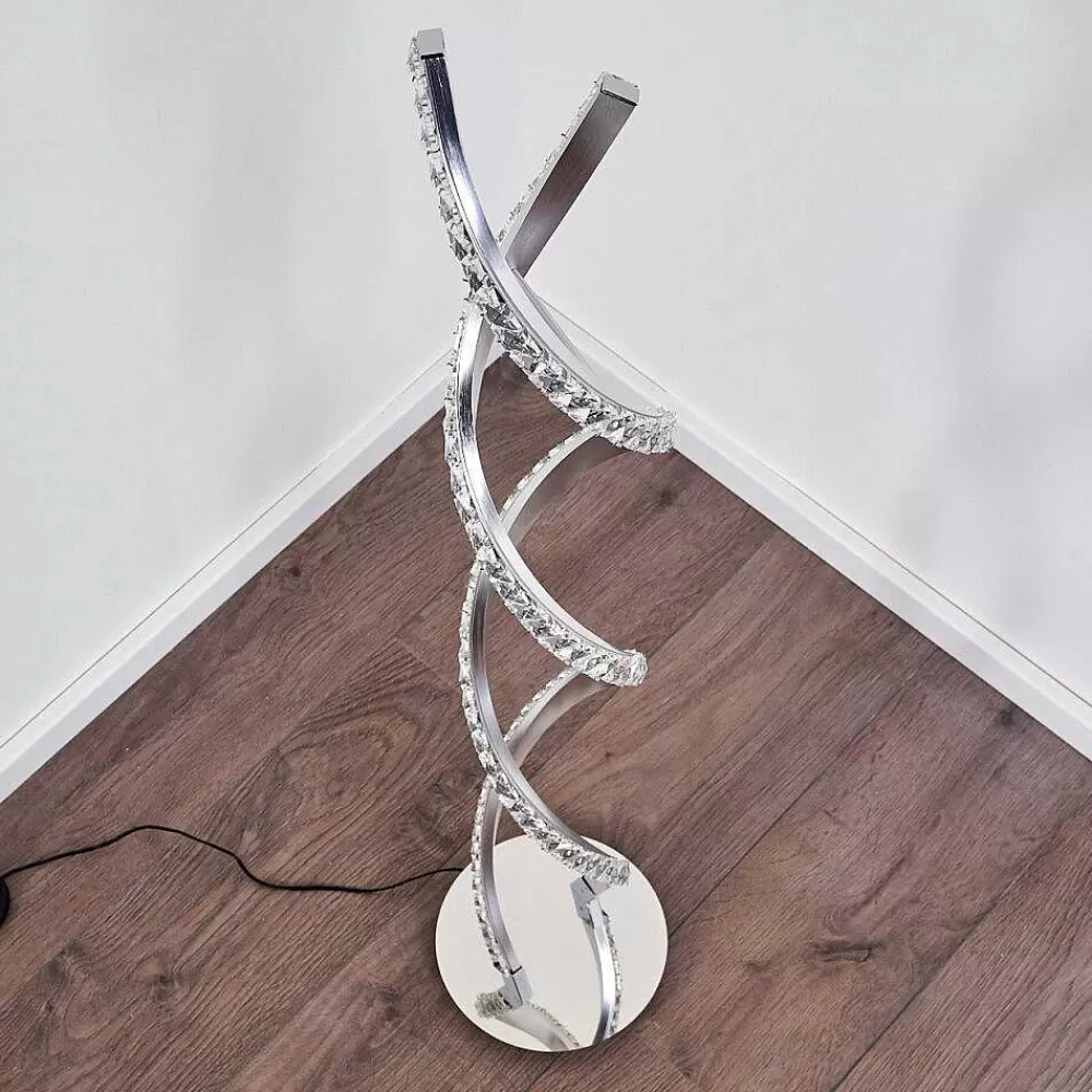 hofstein Lampadaire Assuan Led Chrome, 1 Lumiere, Telecommandes, Changeur De Couleurs