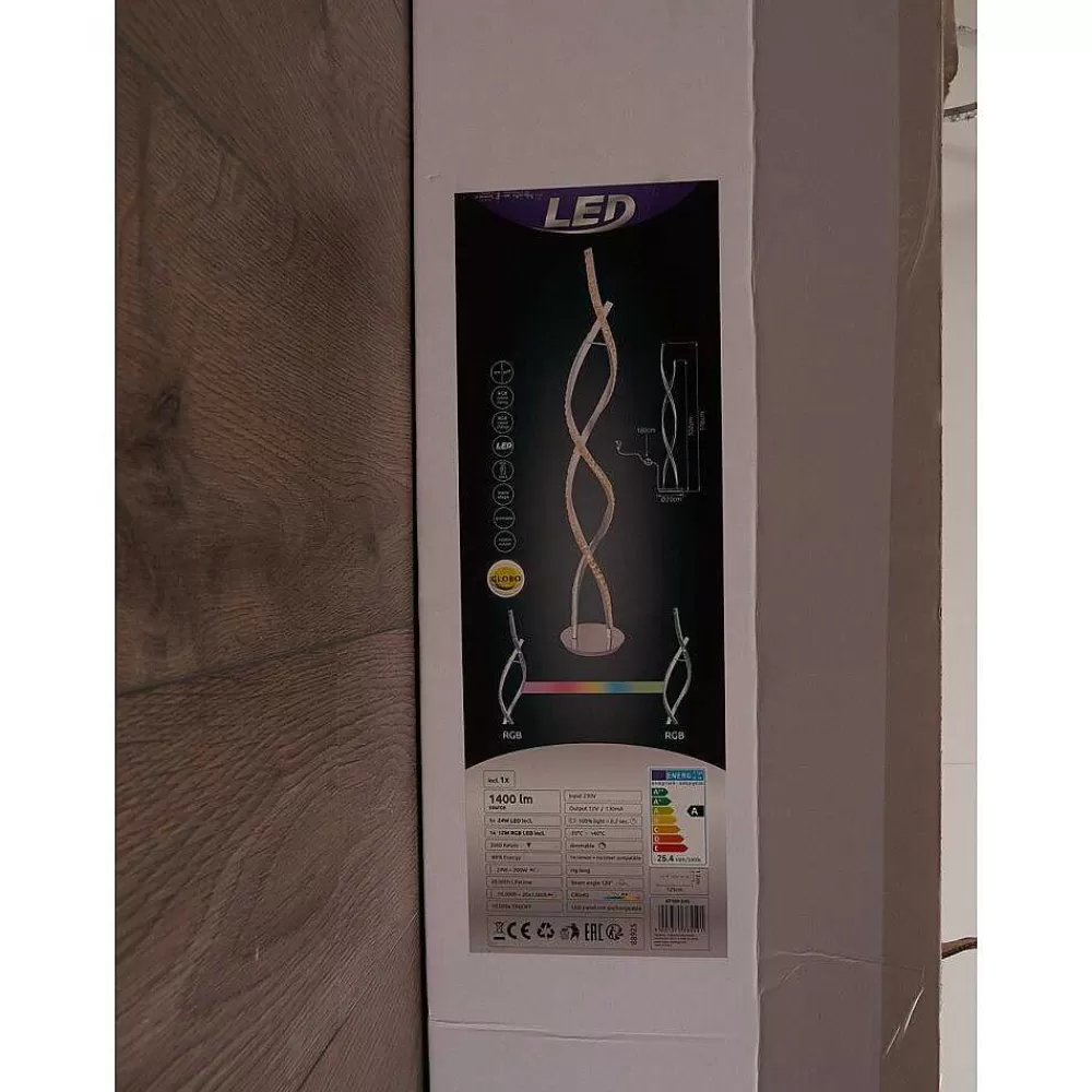 hofstein Lampadaire Assuan Led Chrome, 1 Lumiere, Telecommandes, Changeur De Couleurs