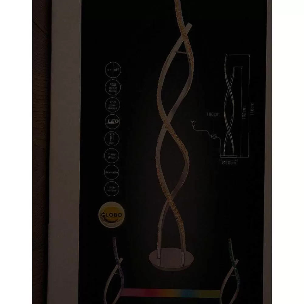 hofstein Lampadaire Assuan Led Chrome, 1 Lumiere, Telecommandes, Changeur De Couleurs