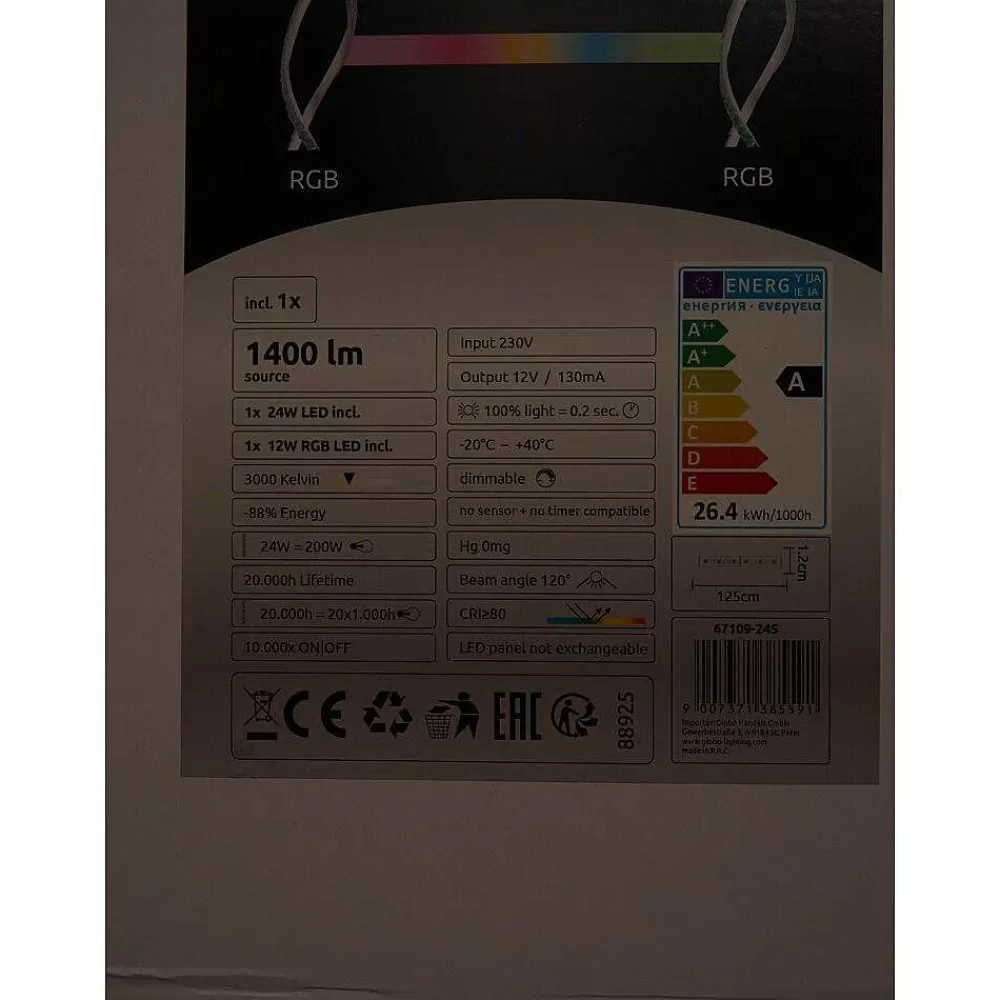 hofstein Lampadaire Assuan Led Chrome, 1 Lumiere, Telecommandes, Changeur De Couleurs