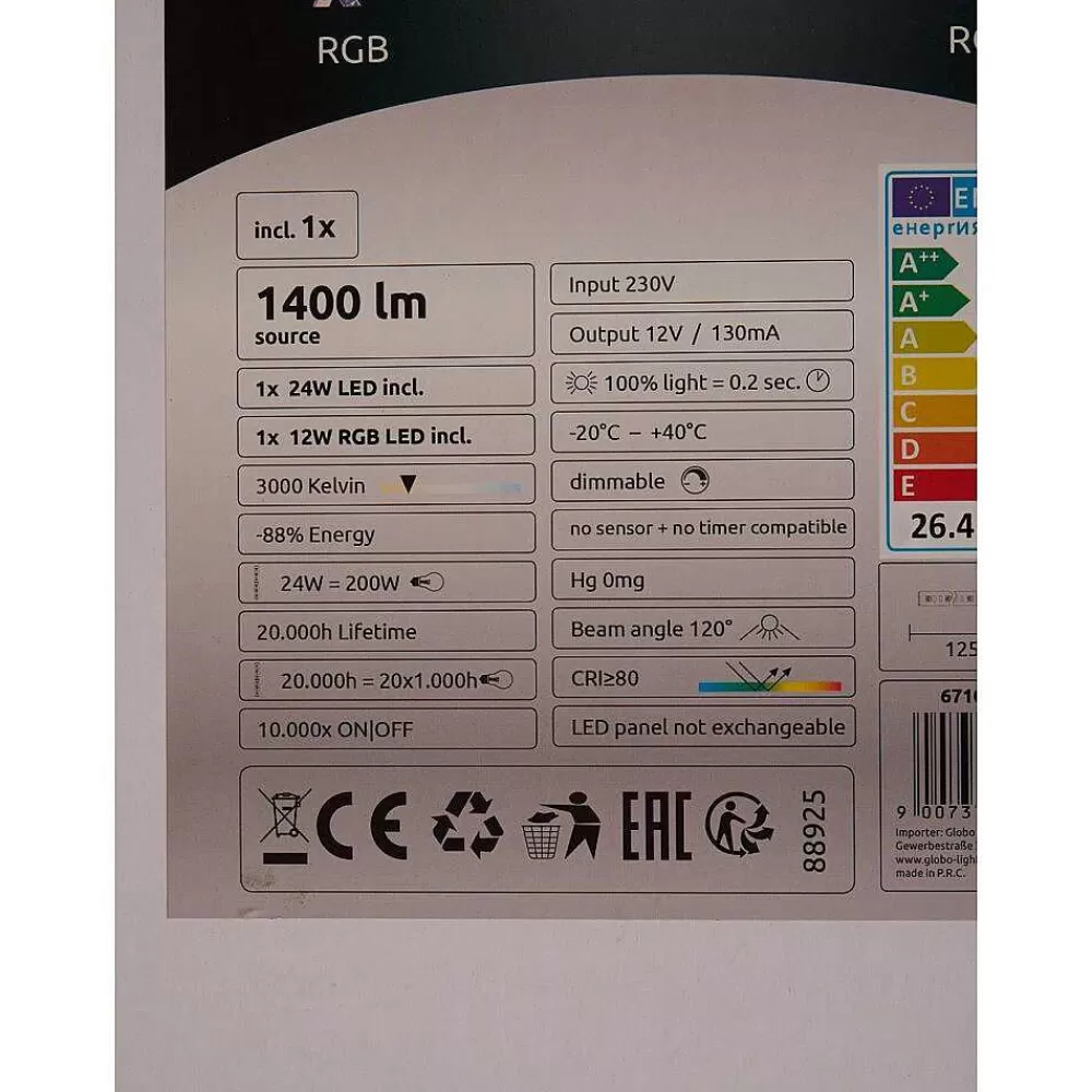 hofstein Lampadaire Assuan Led Chrome, 1 Lumiere, Telecommandes, Changeur De Couleurs