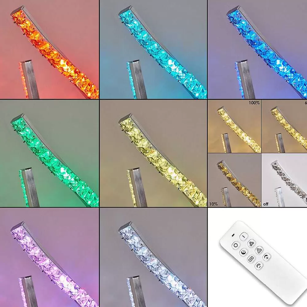 hofstein Lampadaire Assuan Led Chrome, 1 Lumiere, Telecommandes, Changeur De Couleurs