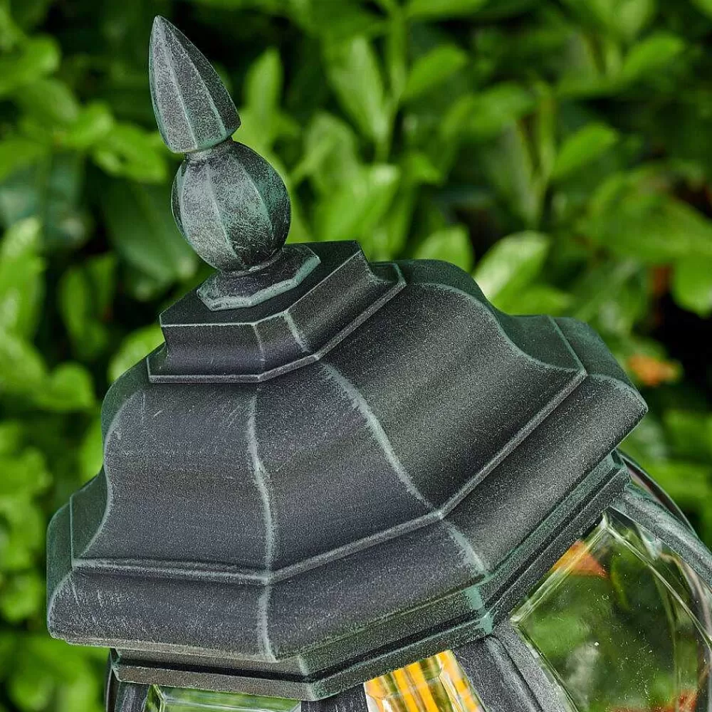 hofstein Lampadaire Exterieur Lentua Vert, Noir, 1 Lumiere, Detecteur De Mouvement