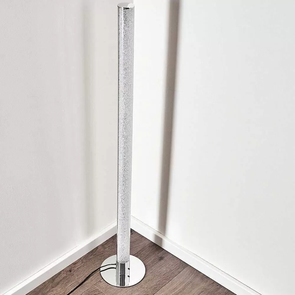 hofstein Lampadaire Flaut Led Chrome, 1 Lumiere, Telecommandes, Changeur De Couleurs