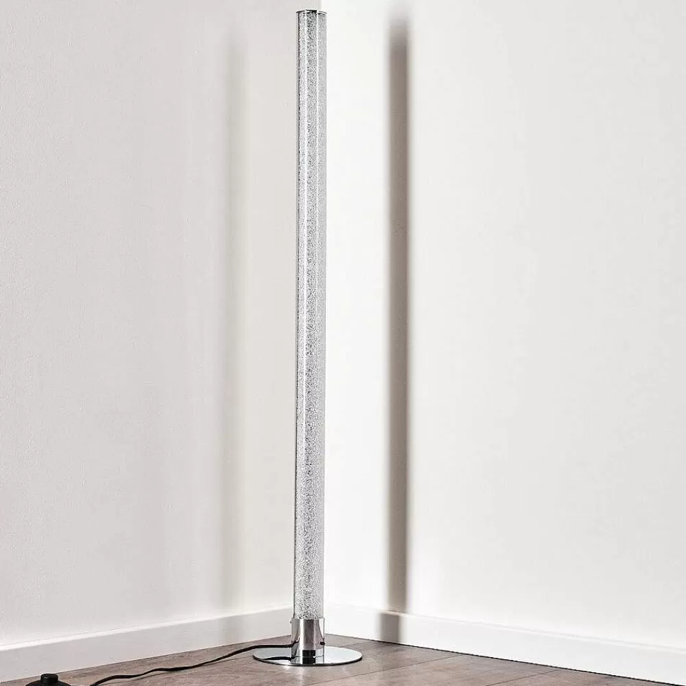 hofstein Lampadaire Flaut Led Chrome, 1 Lumiere, Telecommandes, Changeur De Couleurs