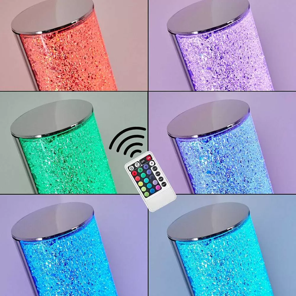 hofstein Lampadaire Flaut Led Chrome, 1 Lumiere, Telecommandes, Changeur De Couleurs