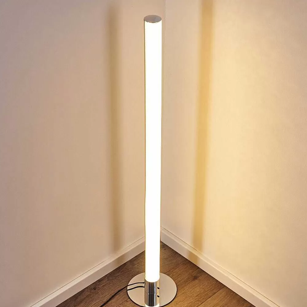 hofstein Lampadaire Flaut Led Chrome, 1 Lumiere, Telecommandes, Changeur De Couleurs