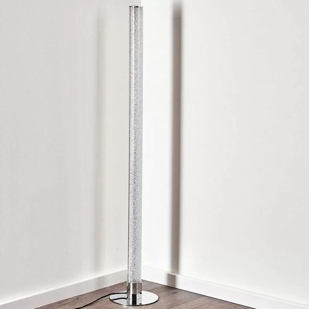 hofstein Lampadaire Flaut Led Chrome, 1 Lumiere, Telecommandes, Changeur De Couleurs