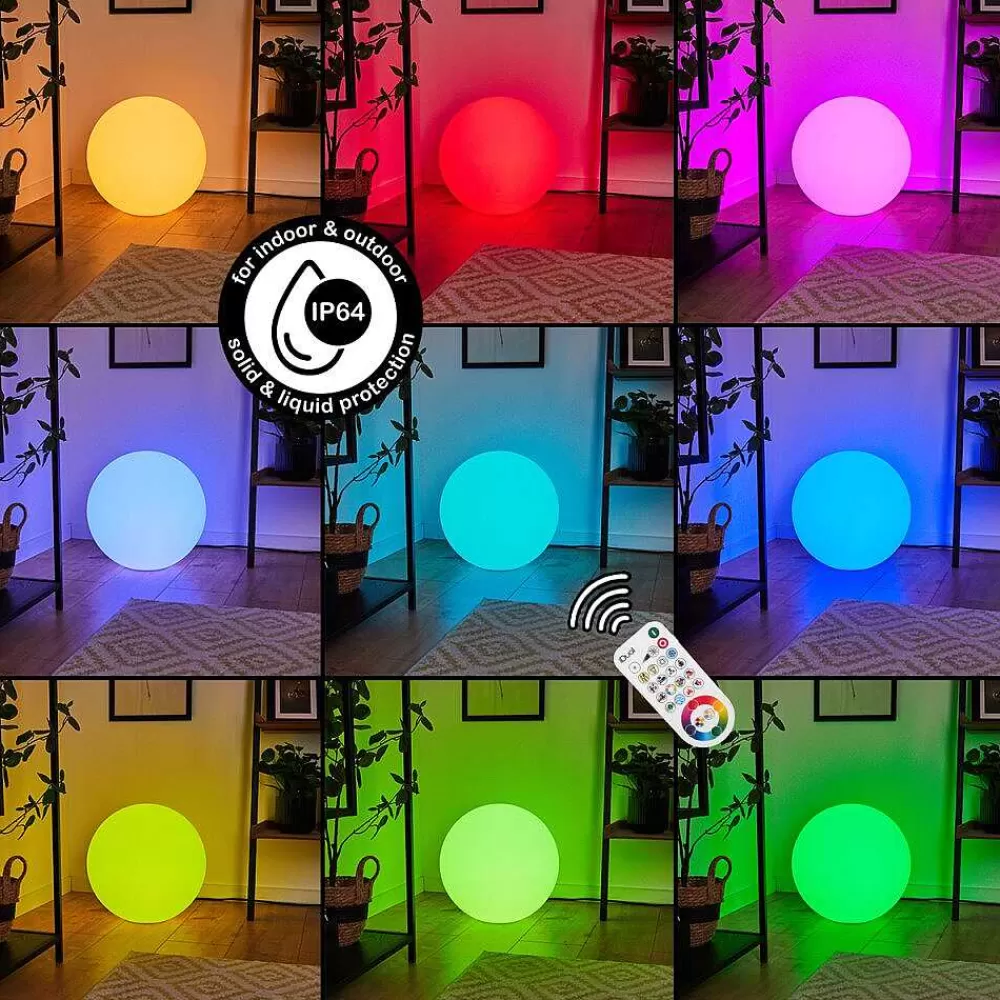 hofstein Lampadaire Loural Led Nickel Mat, 1 Lumiere, Telecommandes, Changeur De Couleurs