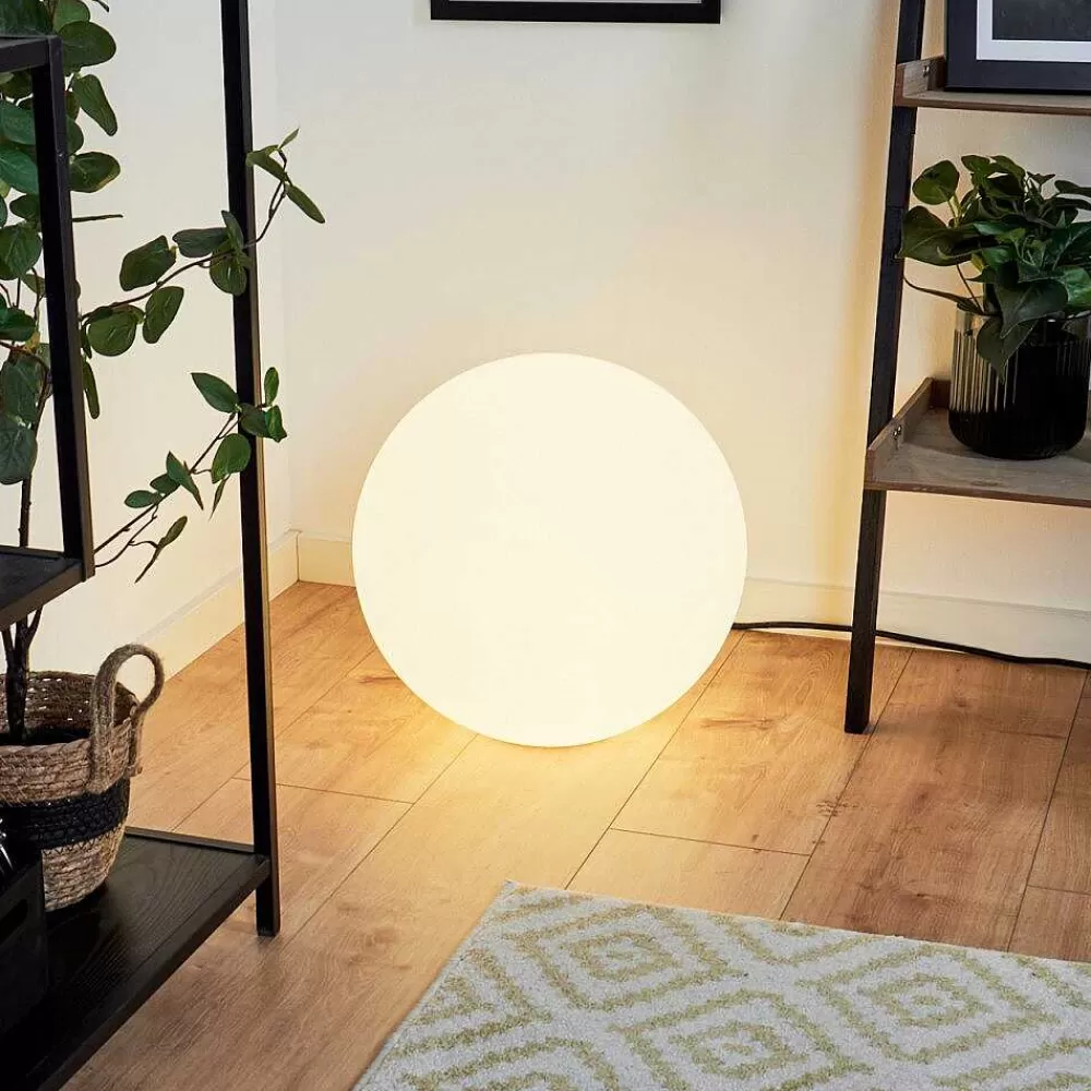 hofstein Lampadaire Loural Led Nickel Mat, 1 Lumiere, Telecommandes, Changeur De Couleurs