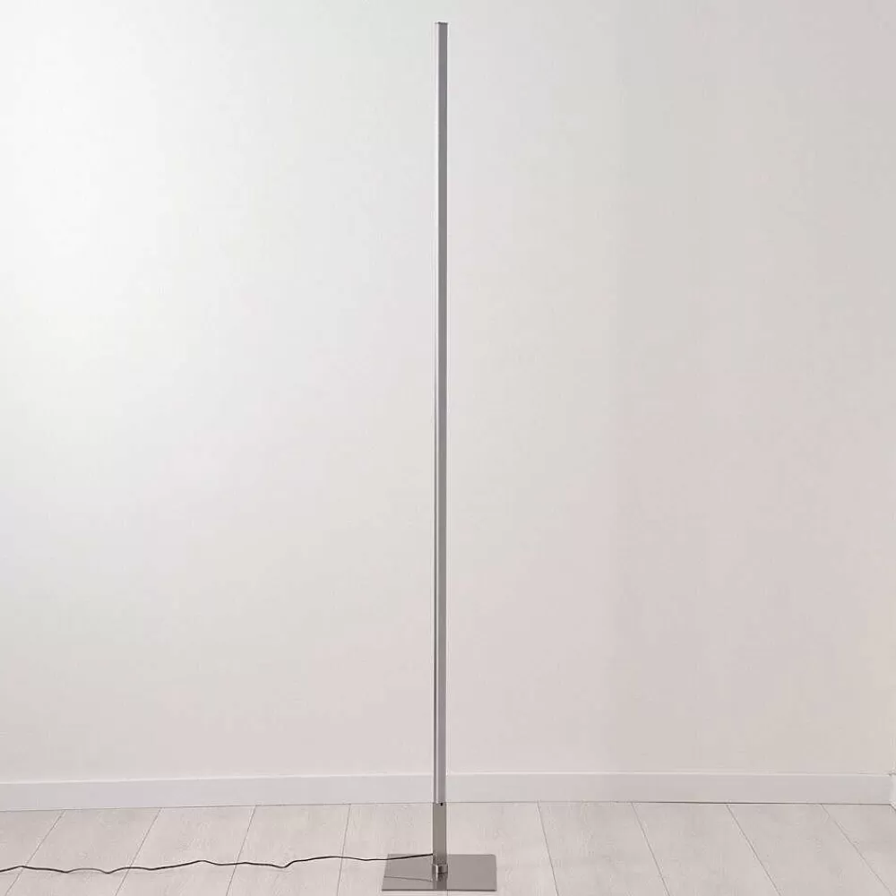 hofstein Lampadaire Minacar Led Nickel Mat, 1 Lumiere, Telecommandes, Changeur De Couleurs