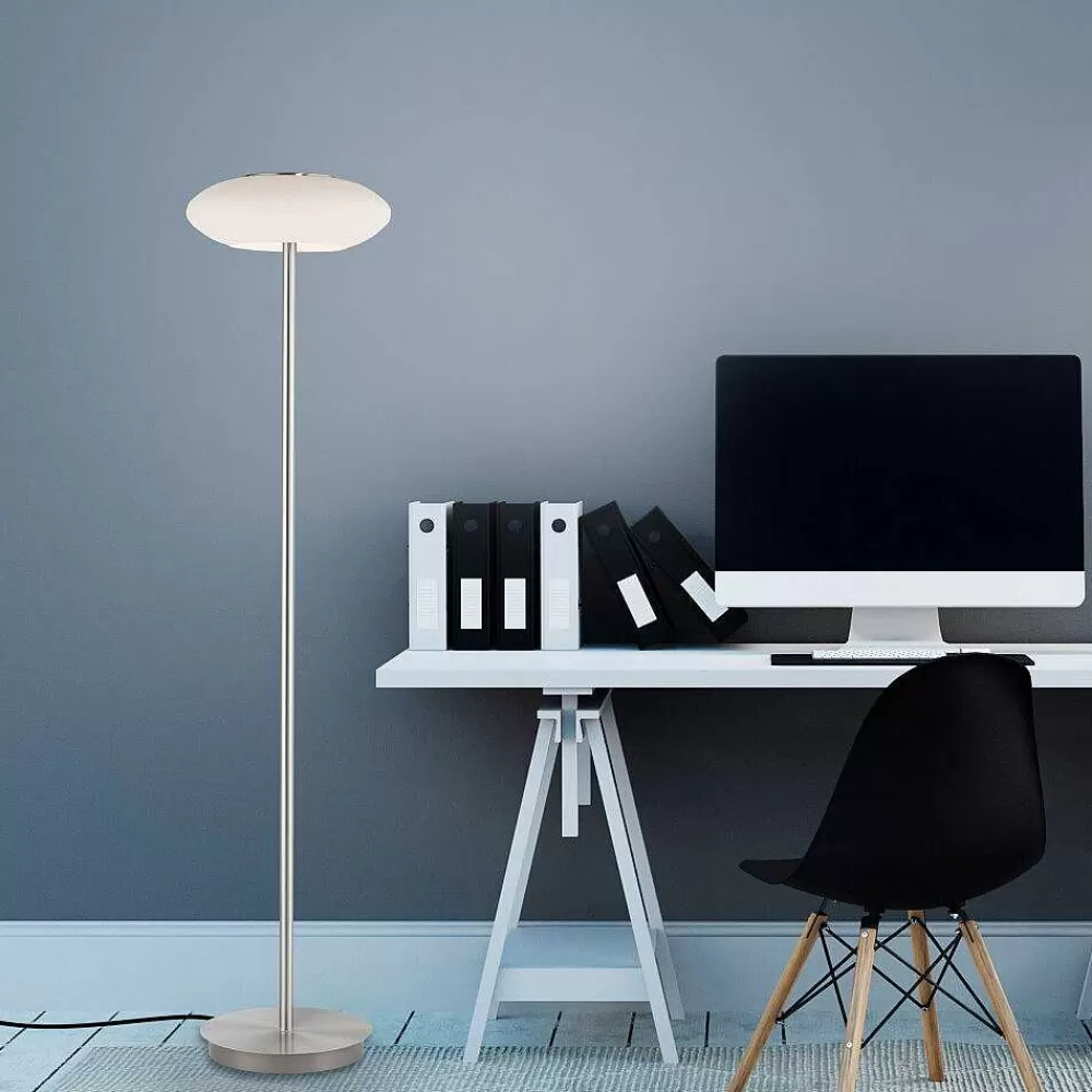Paul Neuhaus Q-Serie Lampadaire Paul Neuhaus Q-Etienne Led Acier Brosse, 1 Lumiere, Telecommandes