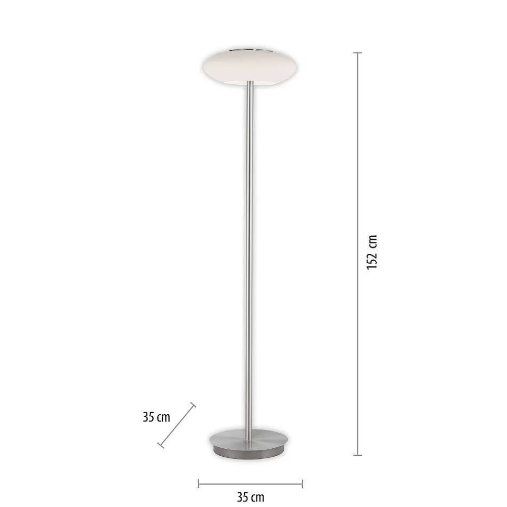 Paul Neuhaus Q-Serie Lampadaire Paul Neuhaus Q-Etienne Led Acier Brosse, 1 Lumiere, Telecommandes