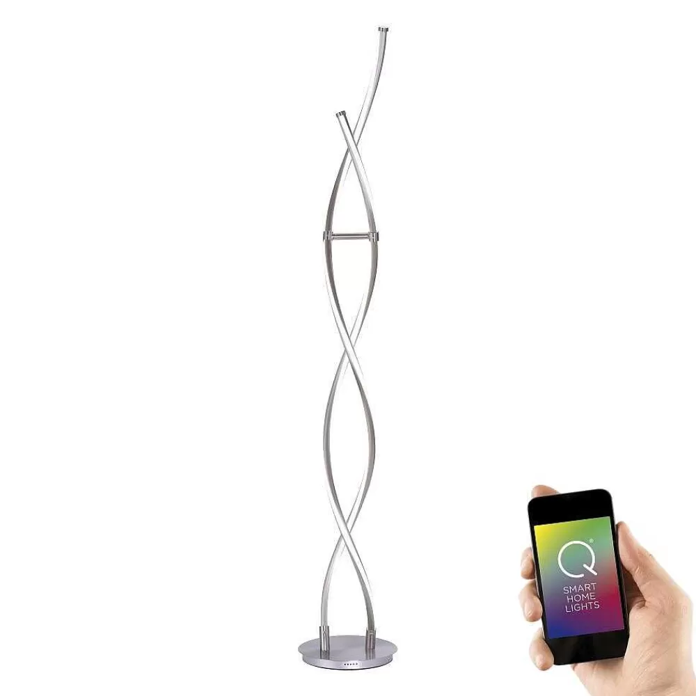 Paul Neuhaus Q-Serie Lampadaire Paul Neuhaus Q-Malina Led Acier Inoxydable, 2 Lumieres, Telecommandes