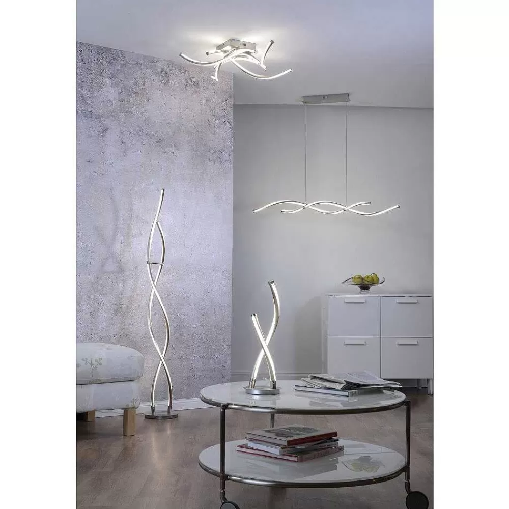 Paul Neuhaus Q-Serie Lampadaire Paul Neuhaus Q-Malina Led Acier Inoxydable, 2 Lumieres, Telecommandes