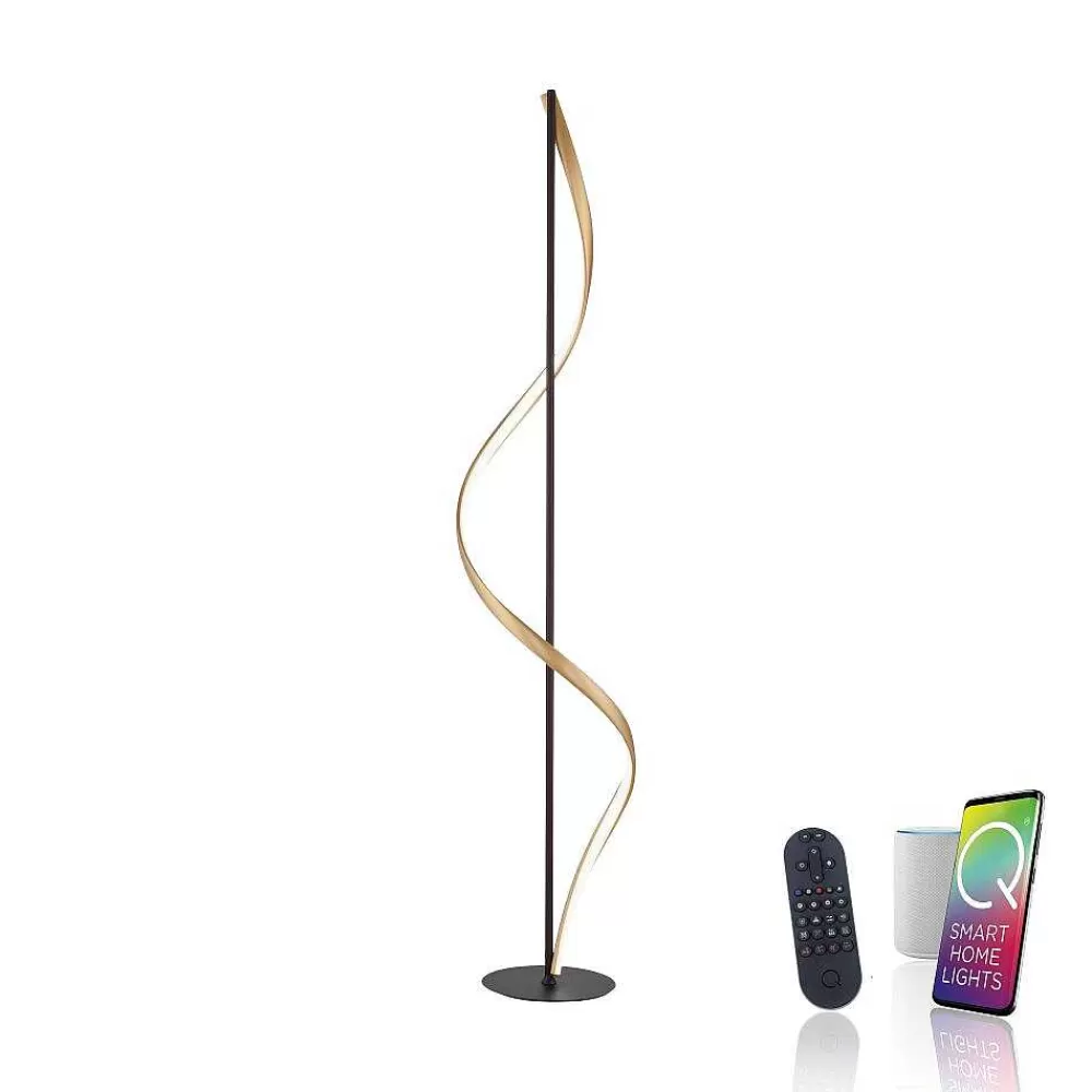 Paul Neuhaus Q-Serie Lampadaire Paul Neuhaus Qswing Led Anthracite, Or, 1 Lumiere, Telecommandes