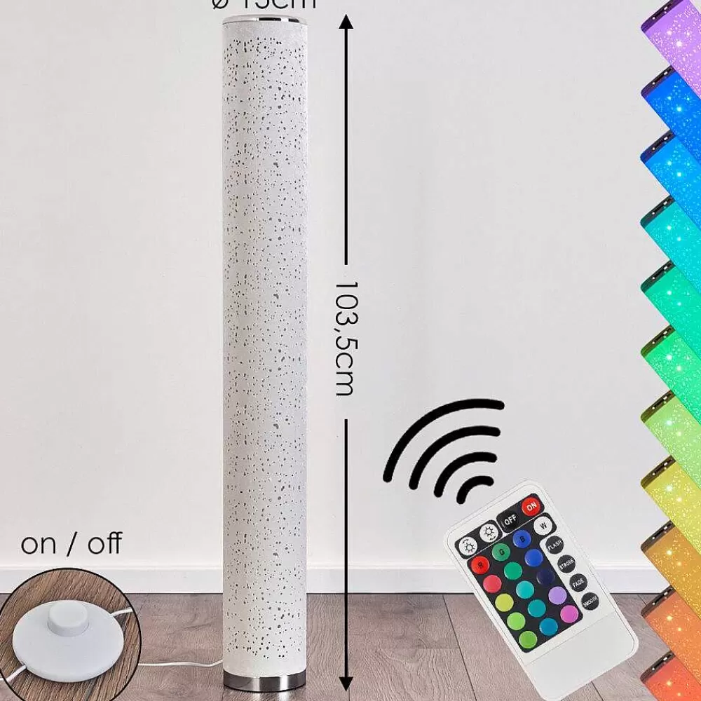 hofstein Lampadaire Tumba Led Blanc, 1 Lumiere, Telecommandes, Changeur De Couleurs