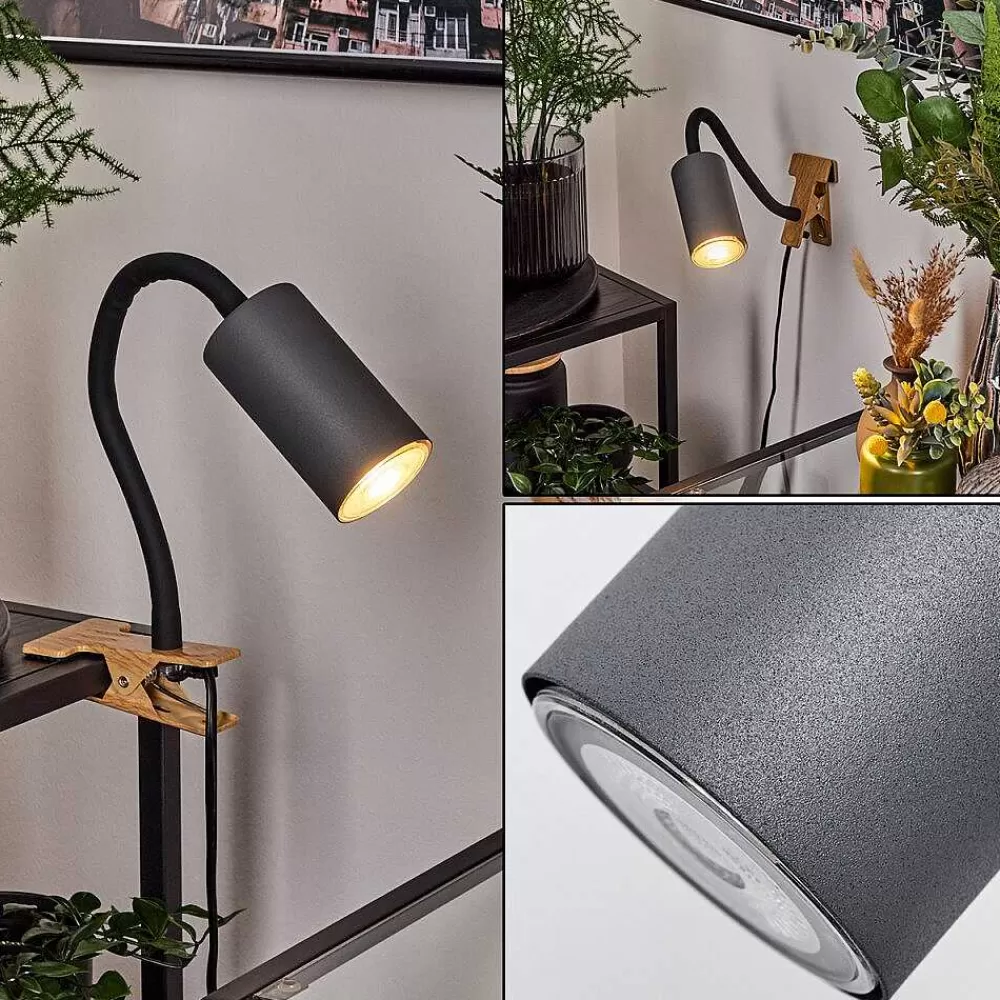hofstein Lampe A Clipper Javel Brun, Couleur Bois, Noir, 1 Lumiere