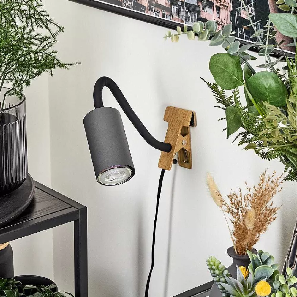 hofstein Lampe A Clipper Javel Brun, Couleur Bois, Noir, 1 Lumiere