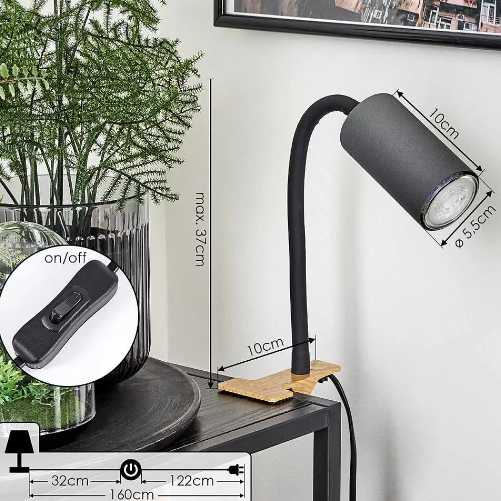 hofstein Lampe A Clipper Javel Brun, Couleur Bois, Noir, 1 Lumiere