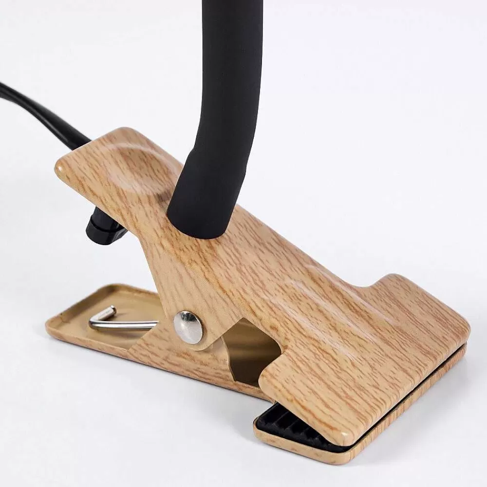 hofstein Lampe A Clipper Javel Brun, Couleur Bois, Noir, 1 Lumiere