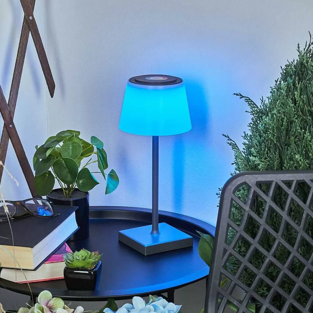 hofstein Lampe A Poser Burzaco Led Anthracite, 1 Lumiere, Changeur De Couleurs