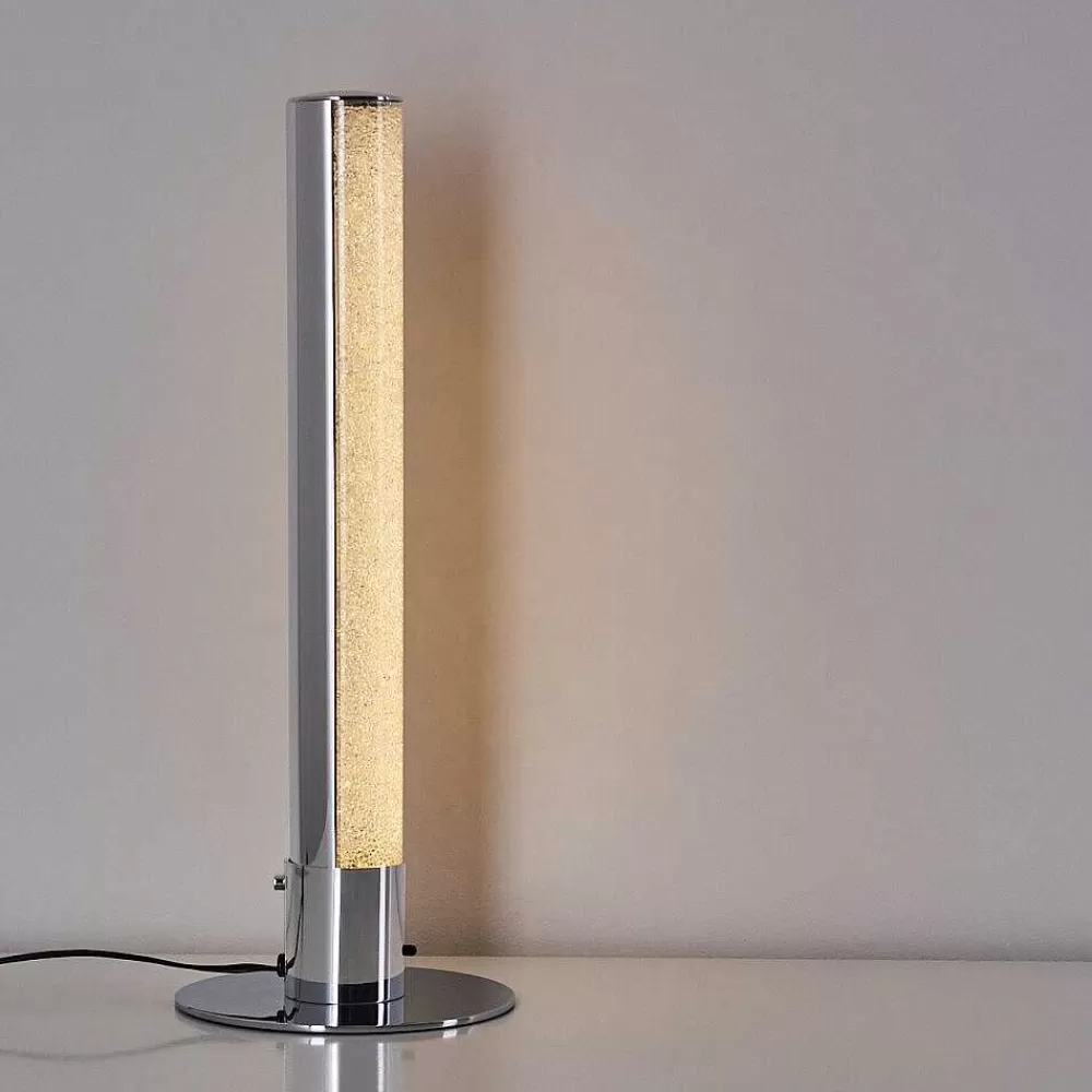 hofstein Lampe A Poser Flaut Led Chrome, 1 Lumiere, Telecommandes, Changeur De Couleurs