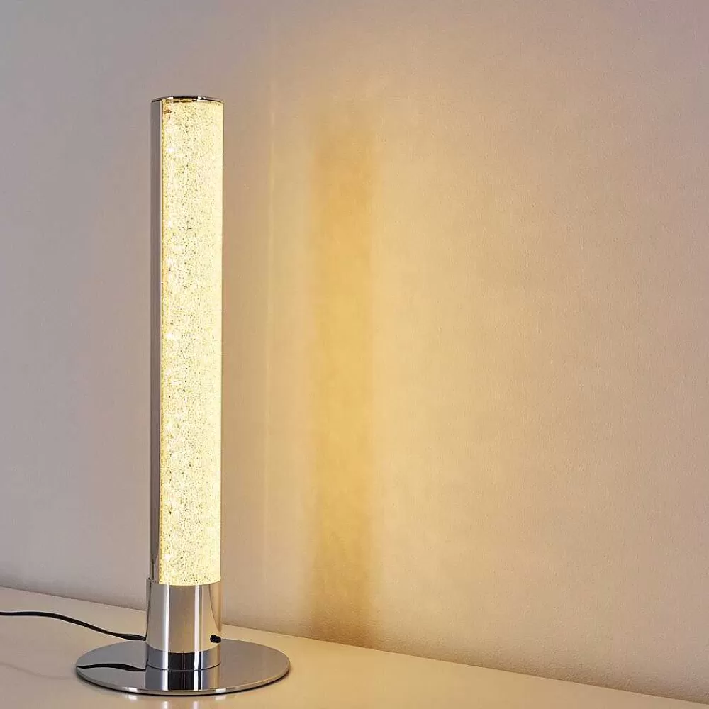 hofstein Lampe A Poser Flaut Led Chrome, 1 Lumiere, Telecommandes, Changeur De Couleurs