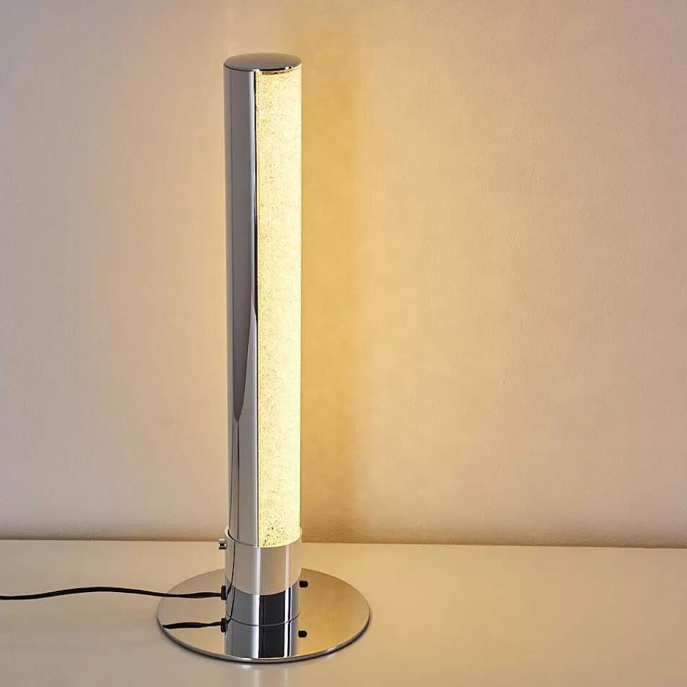 hofstein Lampe A Poser Flaut Led Chrome, 1 Lumiere, Telecommandes, Changeur De Couleurs