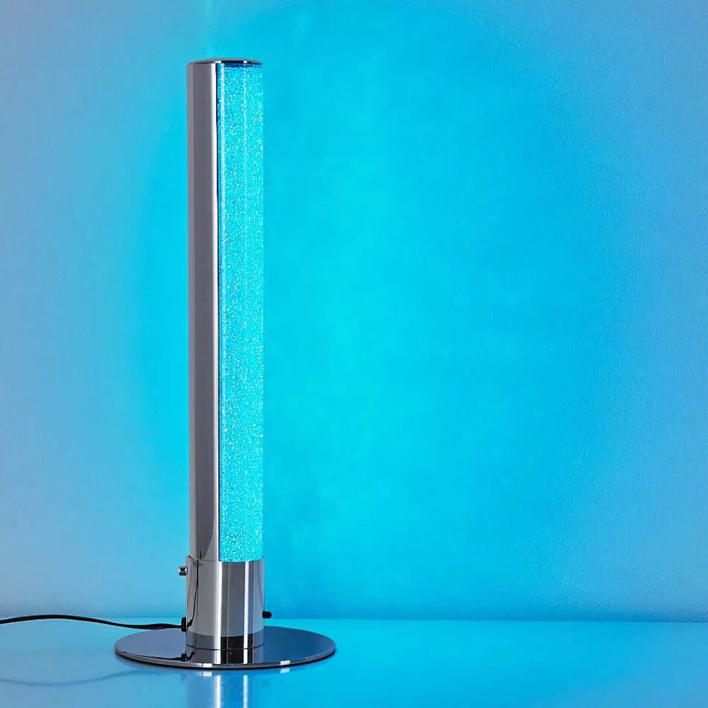 hofstein Lampe A Poser Flaut Led Chrome, 1 Lumiere, Telecommandes, Changeur De Couleurs