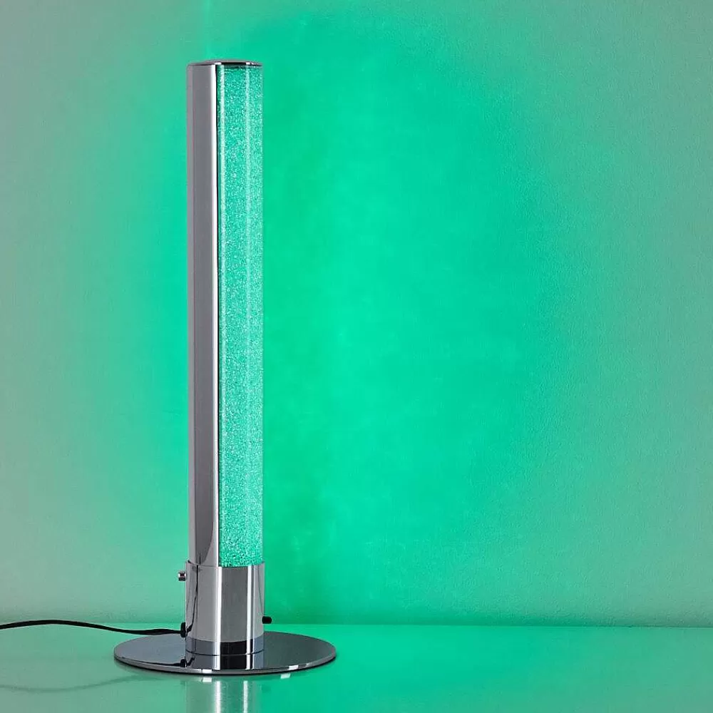hofstein Lampe A Poser Flaut Led Chrome, 1 Lumiere, Telecommandes, Changeur De Couleurs