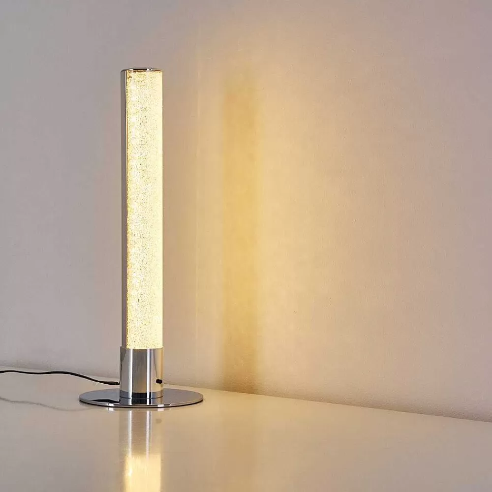 hofstein Lampe A Poser Flaut Led Chrome, 1 Lumiere, Telecommandes, Changeur De Couleurs