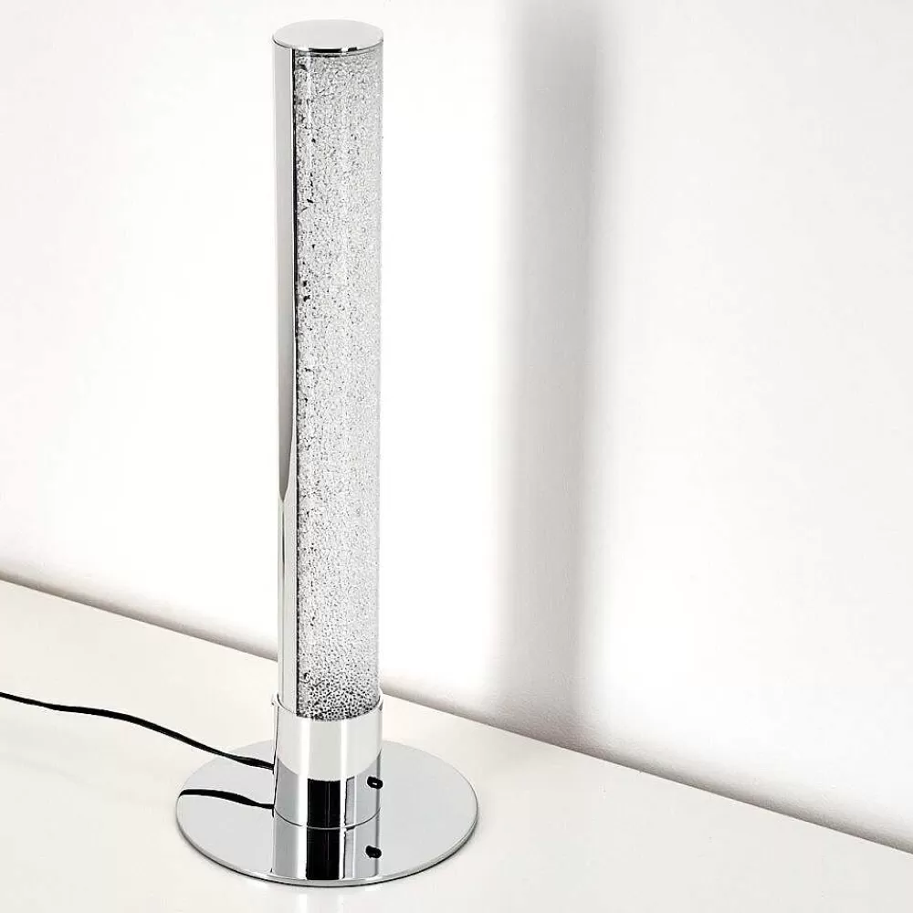hofstein Lampe A Poser Flaut Led Chrome, 1 Lumiere, Telecommandes, Changeur De Couleurs