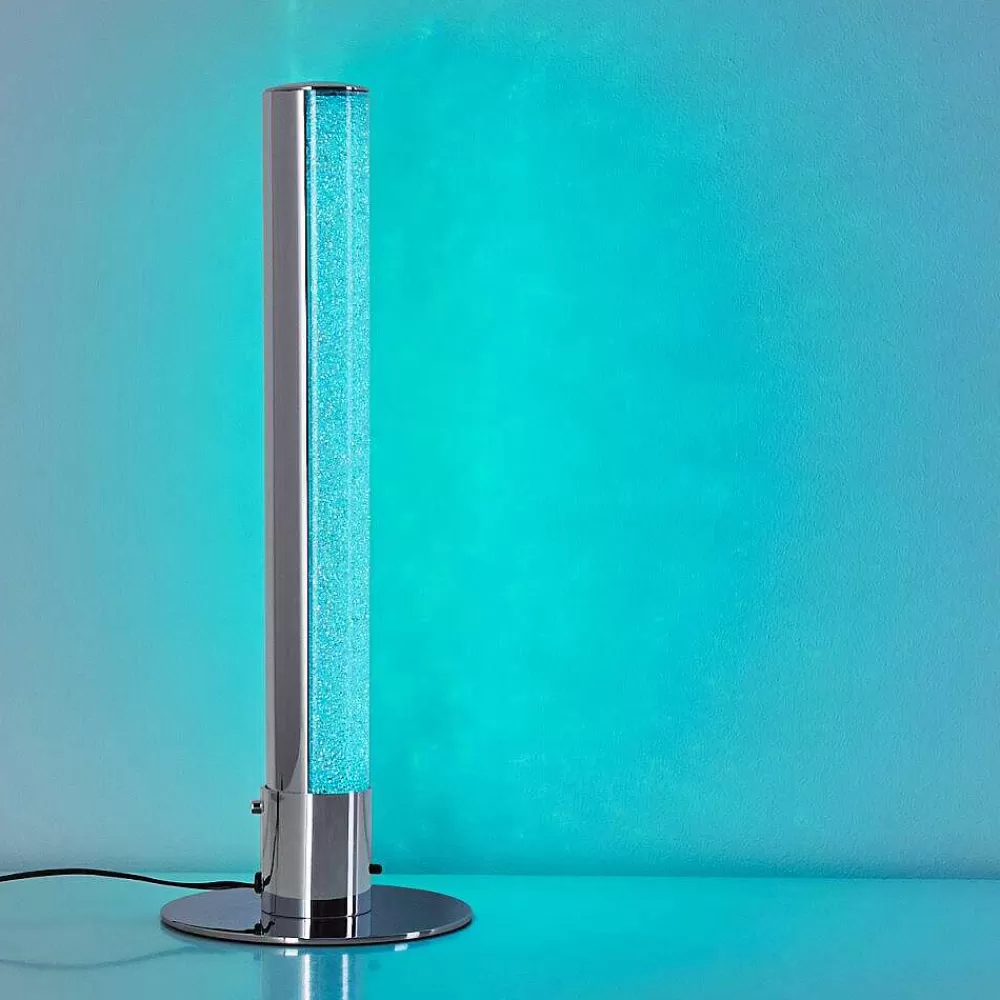 hofstein Lampe A Poser Flaut Led Chrome, 1 Lumiere, Telecommandes, Changeur De Couleurs