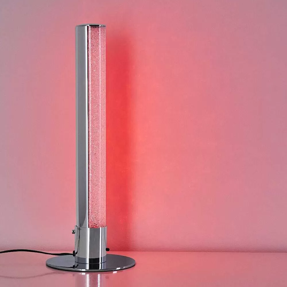 hofstein Lampe A Poser Flaut Led Chrome, 1 Lumiere, Telecommandes, Changeur De Couleurs