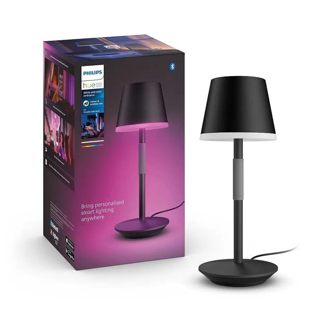 Luminaires Philips Lampe A Poser Philips Hue Go Led Gris, Noir, 1 Lumiere, Changeur De Couleurs