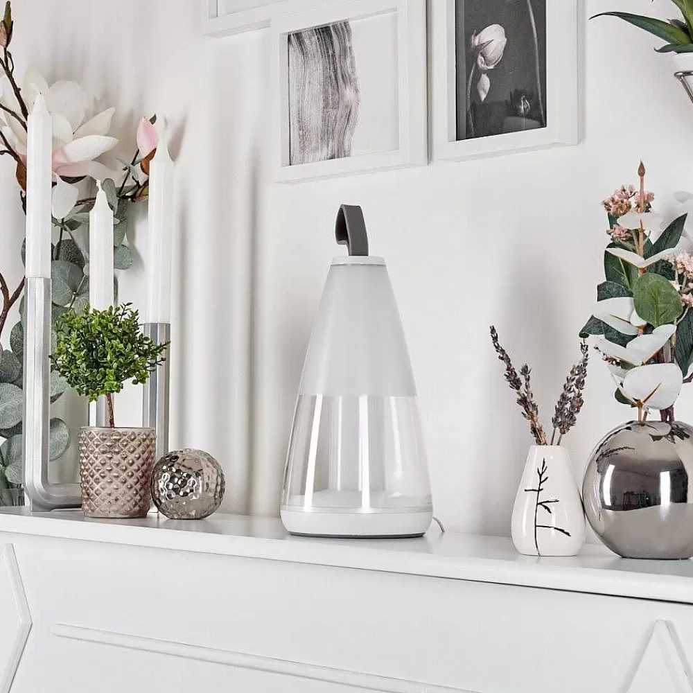 hofstein Lampe A Poser Yari Led Gris, Transparent, Blanc, 1 Lumiere, Telecommandes, Changeur De Couleurs