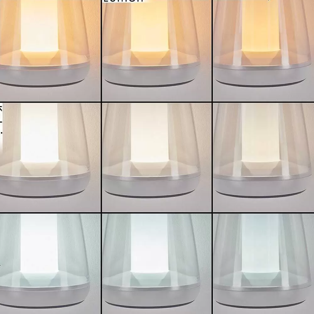 hofstein Lampe A Poser Yari Led Gris, Transparent, Blanc, 1 Lumiere, Telecommandes, Changeur De Couleurs