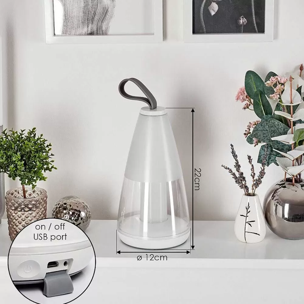 hofstein Lampe A Poser Yari Led Gris, Transparent, Blanc, 1 Lumiere, Telecommandes, Changeur De Couleurs