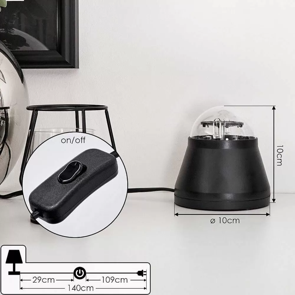 hofstein Lampe De Table Atabueira Led Noir, 1 Lumiere, Changeur De Couleurs