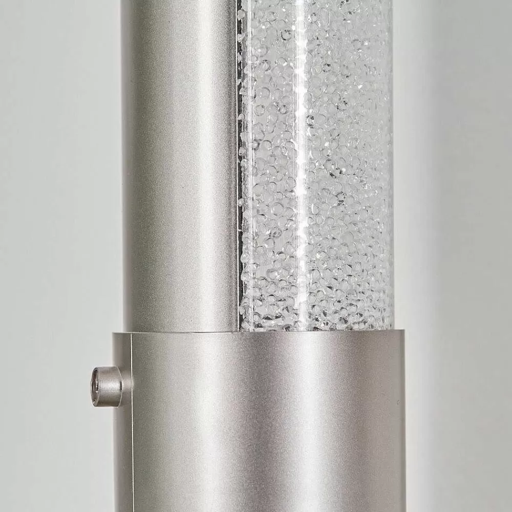 hofstein Lampe De Table Flaut Led Nickel Mat, 1 Lumiere, Telecommandes, Changeur De Couleurs