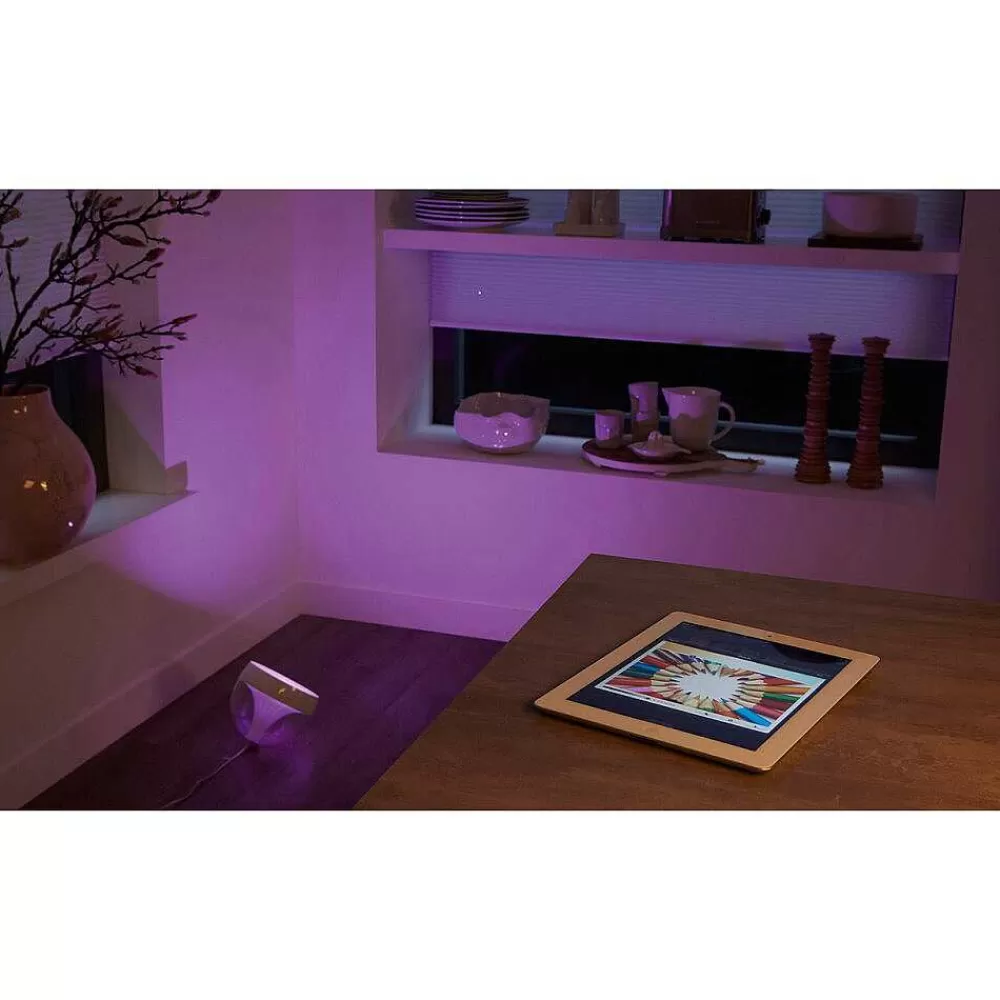 Luminaires Philips Lampe De Table, Kit D'Extension Philips Hue Ambiance White & Color Iris Led Transparent, Blanc, 1 Lumiere, Changeur De Couleurs